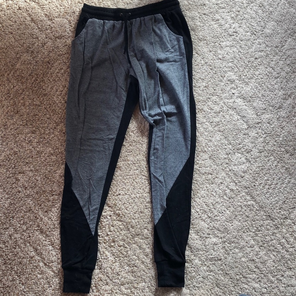 Gray and black joggers
